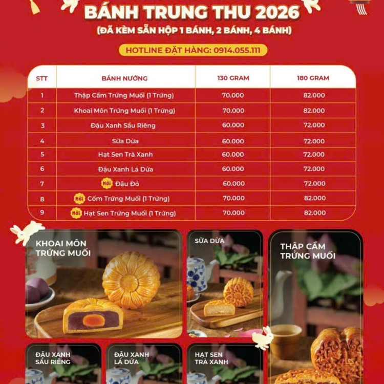 Bảng Giá Bánh Trung Đà Nẵng 2026 - Ba Hưng Bakery